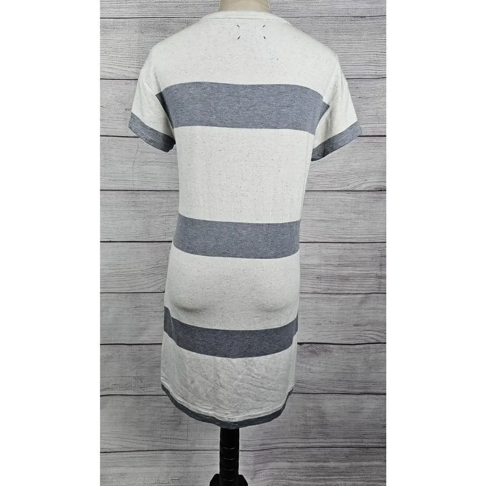 Lou & Grey Soft Striped Tee Shirt Dress Grey and Off White Size Small - Picture 4 of 8